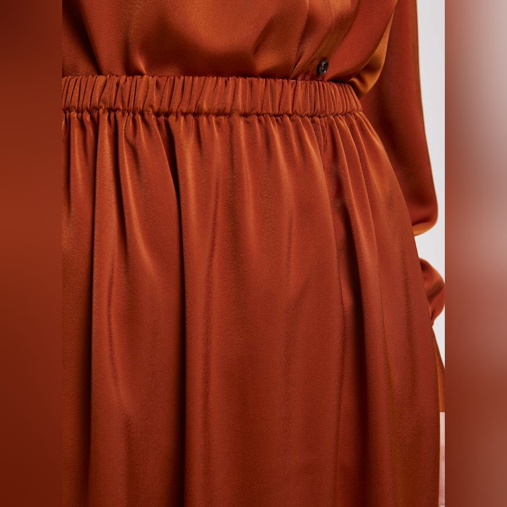 NWT Pleated Flare Skirt (Burnt Brick) - Lattelier - Picture 4 of 11